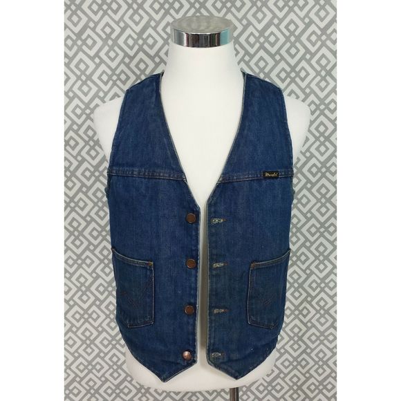 Wrangler Other - Vtg Wrangler Denim Vest Fleece Lined Blue Jean Top